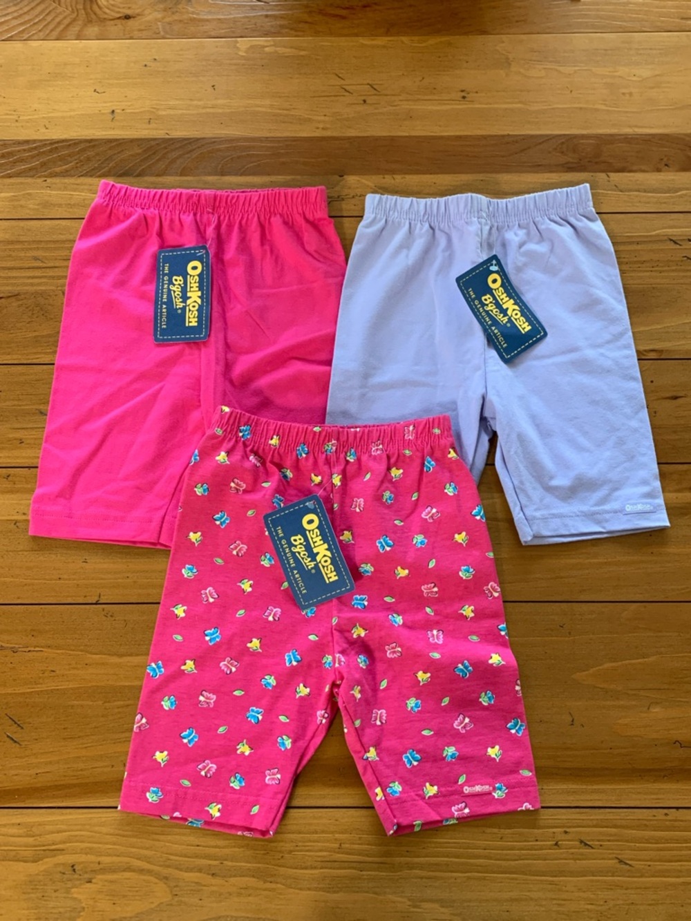 3 Pairs 6 & 6X - OshKosh Girls' Shorts - Hot Pink, Light Lavender, Floral Pink